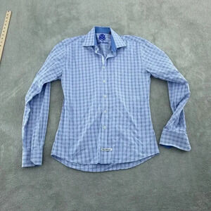 English Laurdry Shirt Long Sleeve Button Down Mens L Blue 1547